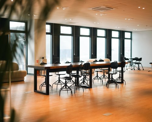 A modern and bright meeting room in a corporate office building